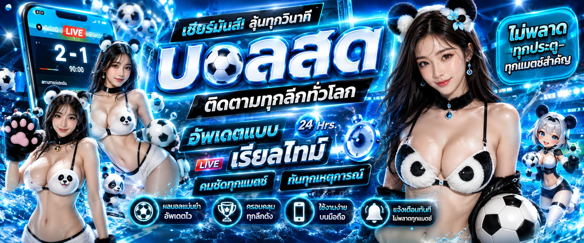 แบนเนอร์ผลบอลสด TGACAT ผลบอลอัปเดตเรียลไทม์ทุกวินาที